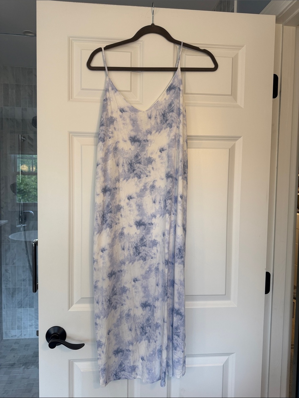 Blue and White Tie-Dye Slip Dress
